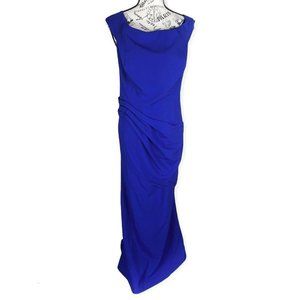 ELIZA J Cobalt DRAPE Off the Shoulder PLEATED GOWN